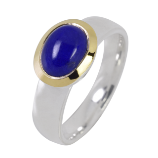 Bague lapis-lazuli partiellement plaquée or 5 µ
