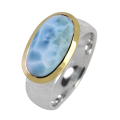 Ring Larimar partly-gold plated 5µ