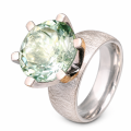 Ring Prasiolith teilvergoldet 5µ