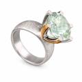 Ring Prasiolith teilvergoldet 5µ