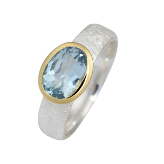 Ring blauer Topas teilvergoldet 5µ