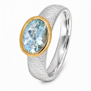 Ring Aquamarin teilvergoldet 5µ