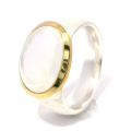 Ring Regenbogenmondstein teilvergoldet 5µ
