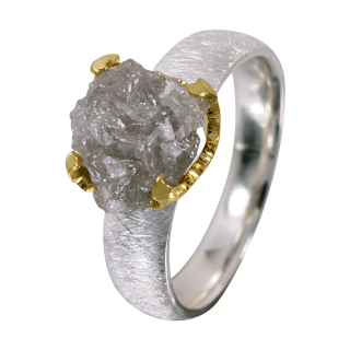 Bague diamant brut, partiellement plaquée or 5 µ