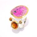 Ring Kombi Kobaltcalzit, Citrin, Saphir, Diamant...