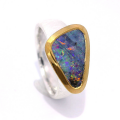 Ring Boulder Opal teilvergoldet 5µ