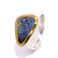 Ring with boulder opal, partly gold-plated 5µ