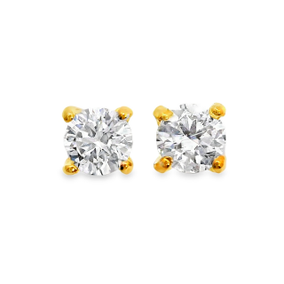 Lab-grown diamond stud earrings, gold-plated 5µ