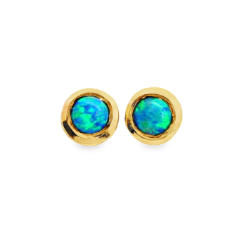 Ear studs, precious opal, gold-plated 5µ