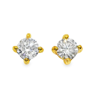 Clou doreille diamant synthétique 0,06 ct F-VS partiellement plaqué or 5 µ