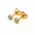 Ear studs, precious opal, gold-plated 5µ