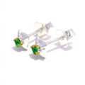Emerald stud earrings, partly gold-plated 5µ