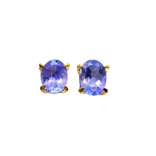 Clous doreilles Tanzanite - partiellement plaqués or 5µ