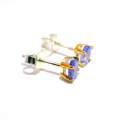 Tanzanite stud earrings - partly gold-plated 5µ