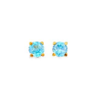 Ohrstecker blauer Zirkon - teilvergoldet 5µ