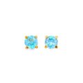 Blue zircon stud earrings - partly gold-plated 5µ