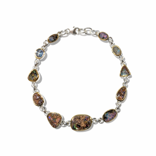 Bracelet - Boulder opal, partly gold-plated 5µ