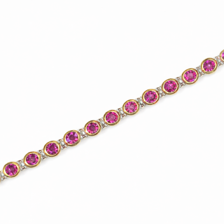 Bracelet - Rhodolite garnet, partly gold-plated 5µ