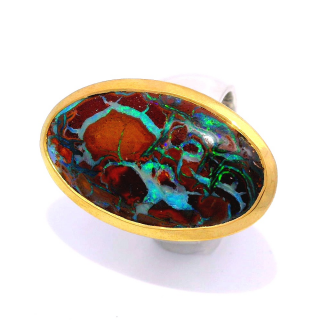 Bague Boulder Opal partiellement plaquée or 5µ