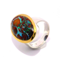 Ring with boulder opal, partly gold-plated 5µ