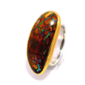 Bague Boulder Opal partiellement plaquée or 5µ