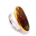 Ring Boulder Opal teilvergoldet 5µ