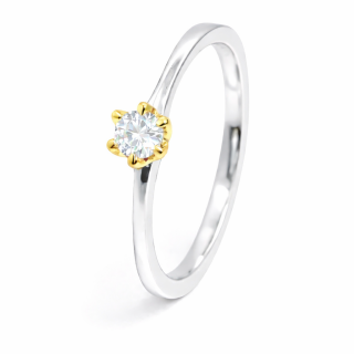 Bague diamant synthétique 0,15 ct - partiellement plaquée or 5 µ