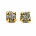 Gold-plated 5µ rough diamond stud earrings