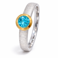 Bague en zircone bleue partiellement plaquée or 5...