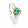 Ring with blue zircon, partly gold-plated (5µ)