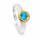 Ring blauer Zirkon teilvergoldet 5µ