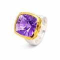 Ring Amethyst, Diamant teilvergoldet 5µ