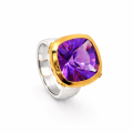 Ring Amethyst, Diamant teilvergoldet 5µ