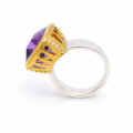 Ring Amethyst, Diamant teilvergoldet 5µ