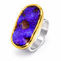Ring Boulder Opal teilvergoldet 5µ