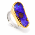 Ring Boulder Opal teilvergoldet 5µ
