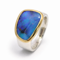 Bague Boulder Opal partiellement plaquée or 5µ