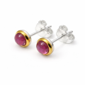 Boucles doreilles en rubellite (tourmaline) partiellement plaquées or 5 µ
