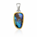 Pendentif en opale boulder partiellement plaqué or...
