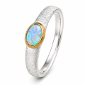 Ring precious opal partly gold-plated 5µ