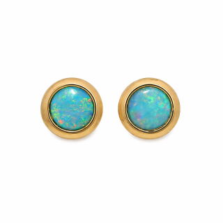 Ear studs, precious opal, gold-plated 5µ