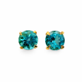 Indigolite stud earrings, partly gold-plated (5µ)