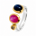 Ring Sternsaphir, Rubin, Diamant teilvergoldet 5µ