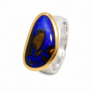 Ring with boulder opal, partly gold-plated 5µ