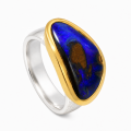 Ring Boulder Opal teilvergoldet 5µ