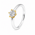 Lab-grown diamond ring, 0.5ct, F-VVS, partly gold-plated...