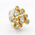 Bague en aigue-marine et diamant, partiellement...