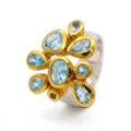 Ring Aquamarin, Diamant teilvergoldet 5µ