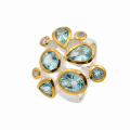 Bague en aigue-marine et diamant, partiellement...