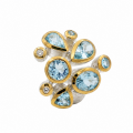 Bague en aigue-marine et diamant, partiellement...